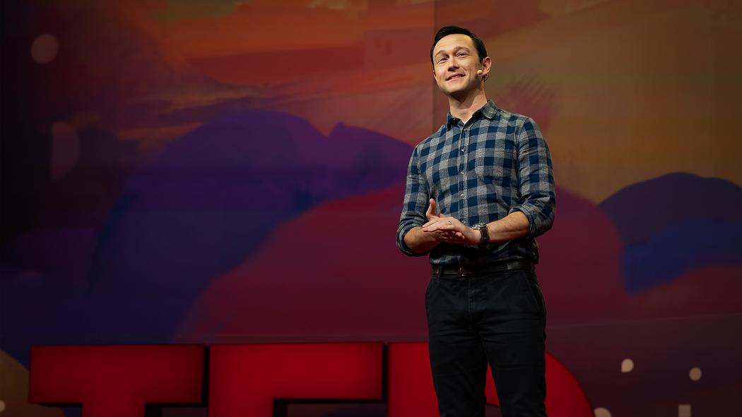 Actor Joseph Gordon-Levitt giving a TED talk.